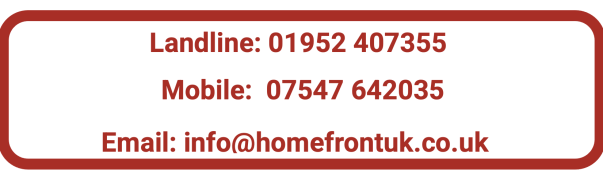 Contact information of Homefront UK, phone numbers of mobile and landline and email